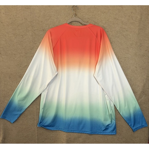 Huk Performance Fishing Shirt Mens Sz XXL Orange Blue Ombre Pullover Lightweight - Picture 2 of 5